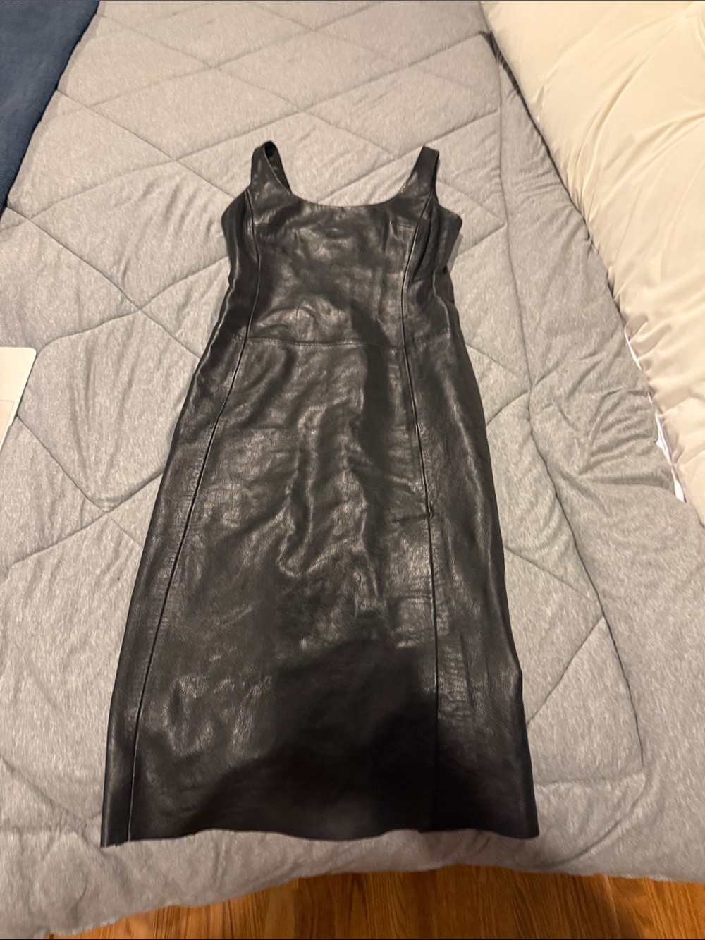 BCBGMaxAzria Black Leather Midi Dress